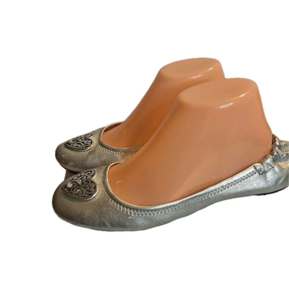 Brighton Heart Metallic Silver Ballet Flats Women's Shoes. Size 9